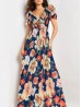 Floral V -Neck Short Sleeved Summer Dress